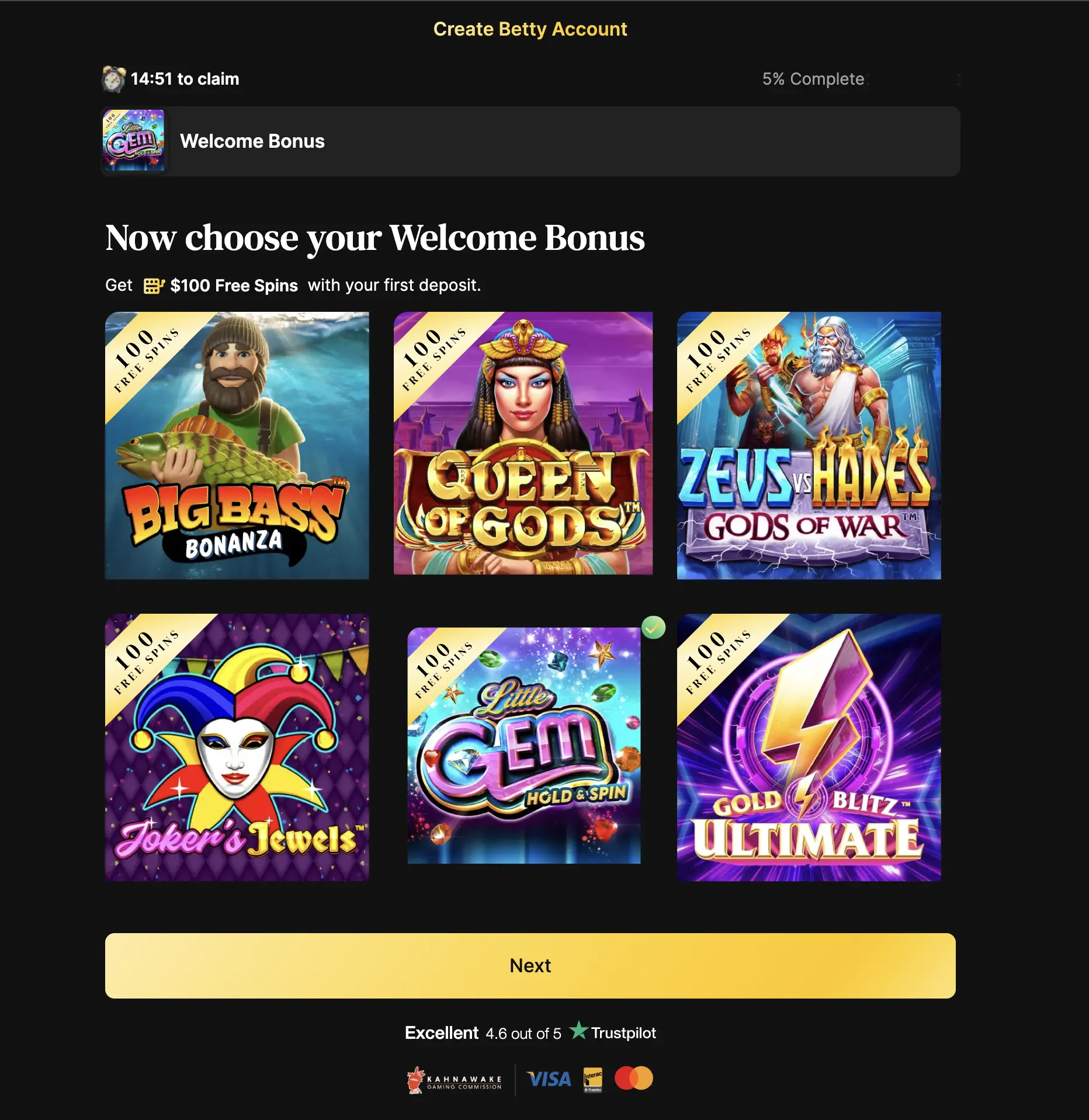 betty casino create account
